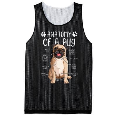 Funny Anatomy Pug Dog Pug Lover Mesh Reversible Basketball Jersey Tank