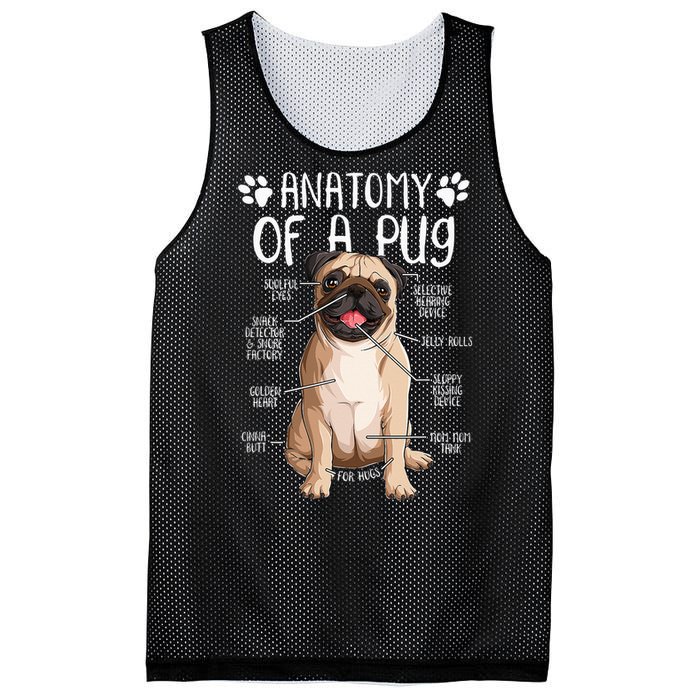 Funny Anatomy Pug Dog Pug Lover Mesh Reversible Basketball Jersey Tank