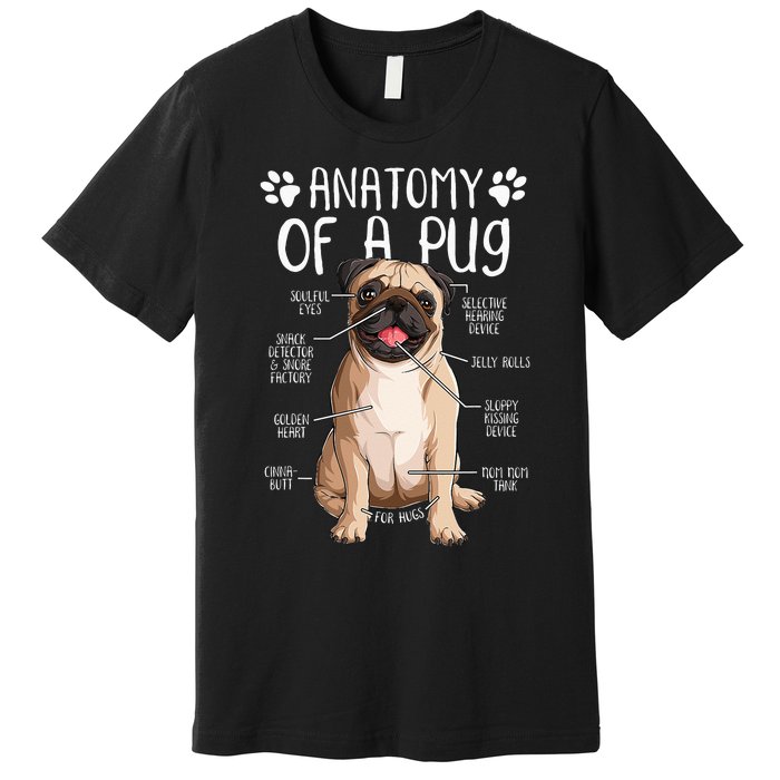 Funny Anatomy Pug Dog Pug Lover Premium T-Shirt