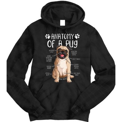 Funny Anatomy Pug Dog Pug Lover Tie Dye Hoodie