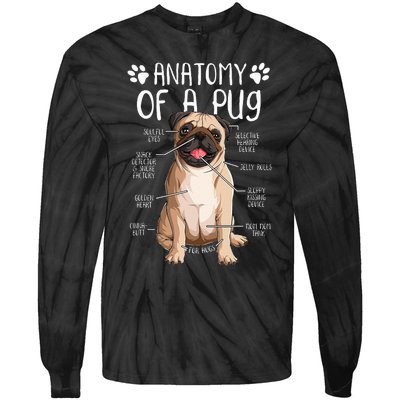 Funny Anatomy Pug Dog Pug Lover Tie-Dye Long Sleeve Shirt