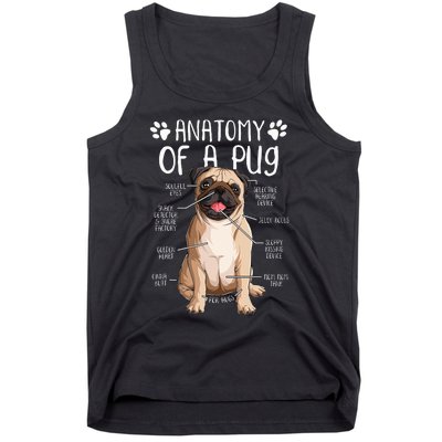 Funny Anatomy Pug Dog Pug Lover Tank Top