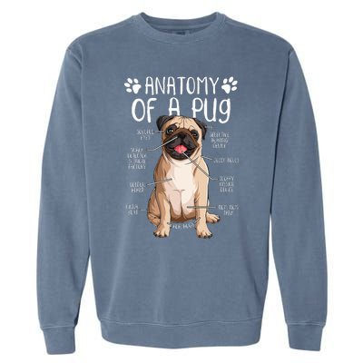 Funny Anatomy Pug Dog Pug Lover Garment-Dyed Sweatshirt