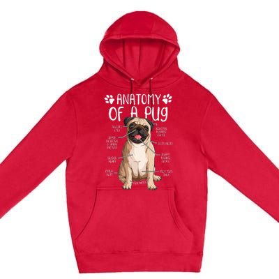 Funny Anatomy Pug Dog Pug Lover Premium Pullover Hoodie