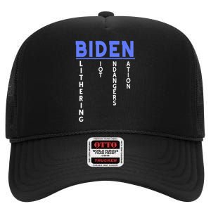 Funny Anti President Joe Biden Idiot, Democratic Republican High Crown Mesh Back Trucker Hat