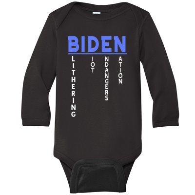 Funny Anti President Joe Biden Idiot, Democratic Republican Baby Long Sleeve Bodysuit