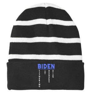 Funny Anti President Joe Biden Idiot, Democratic Republican Striped Beanie with Solid Band