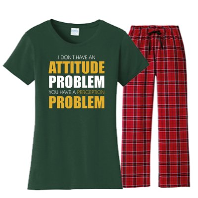 Funny Attitude Perception Problem Women's Flannel Pajama Set