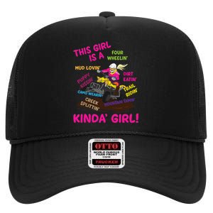 Funny ATV Quad Biking Saying ATV Girl Four Wheeler Girls High Crown Mesh Back Trucker Hat