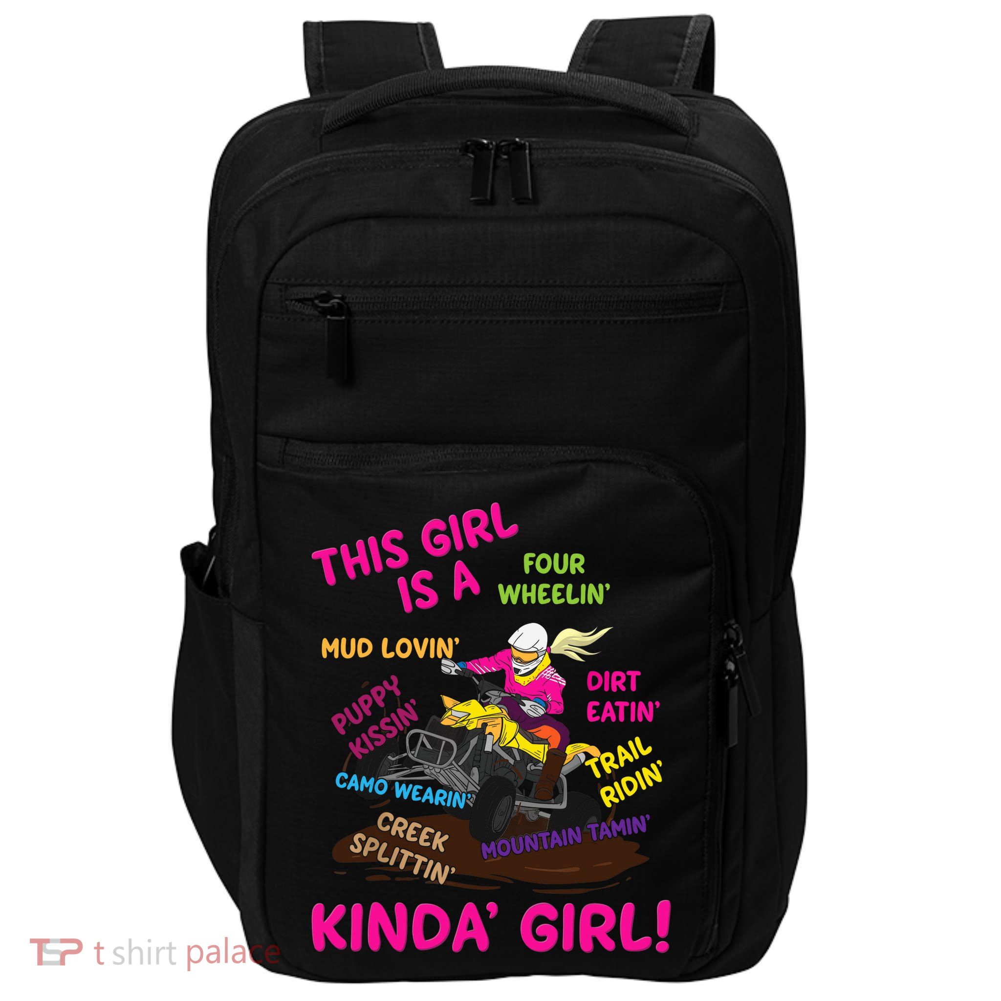 Funny ATV Quad Biking Saying ATV Girl Four Wheeler Girls Impact Tech Backpack