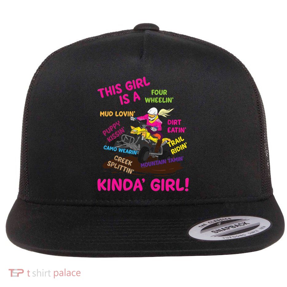 Funny ATV Quad Biking Saying ATV Girl Four Wheeler Girls Flat Bill Trucker Hat