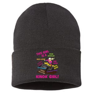 Funny ATV Quad Biking Saying ATV Girl Four Wheeler Girls Sustainable Knit Beanie