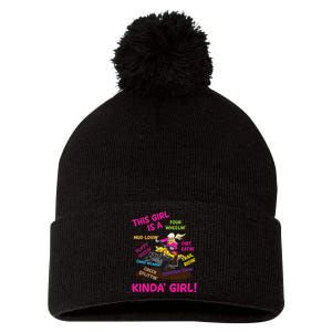 Funny ATV Quad Biking Saying ATV Girl Four Wheeler Girls Pom Pom 12in Knit Beanie