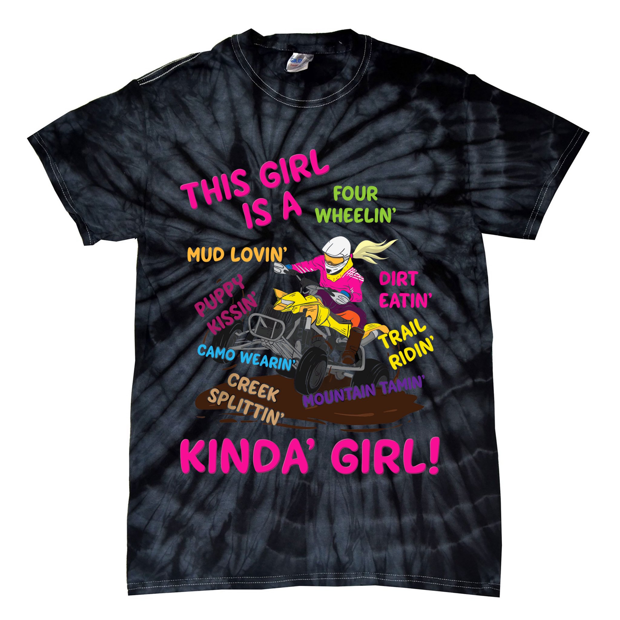 Funny ATV Quad Biking Saying ATV Girl Four Wheeler Girls Tie-Dye T-Shirt