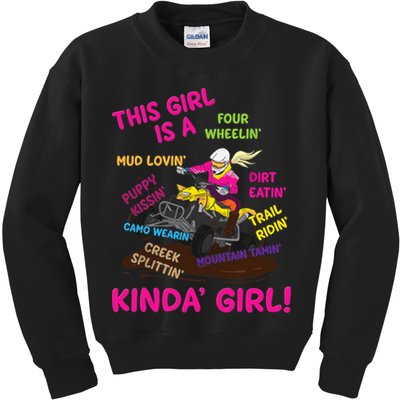 Funny ATV Quad Biking Saying ATV Girl Four Wheeler Girls Kids Sweatshirt