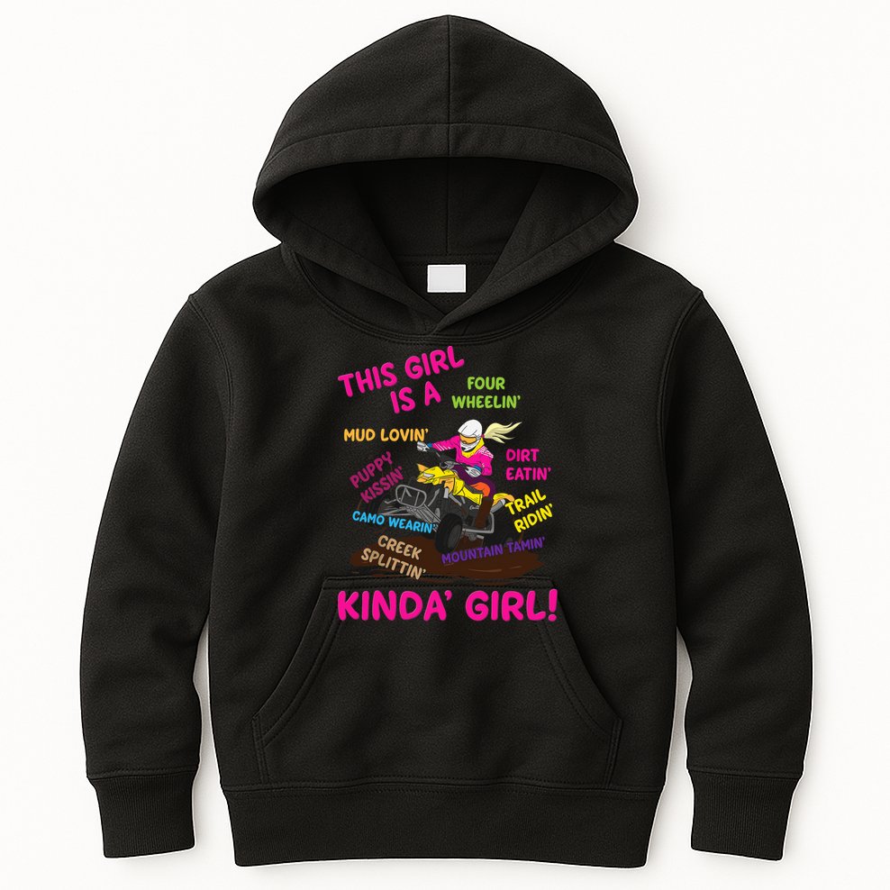 Funny ATV Quad Biking Saying ATV Girl Four Wheeler Girls Kids Hoodie