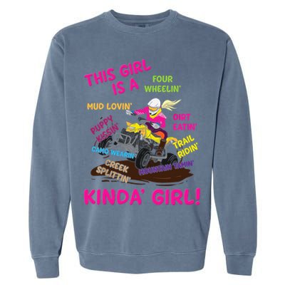 Funny ATV Quad Biking Saying ATV Girl Four Wheeler Girls Garment-Dyed Sweatshirt