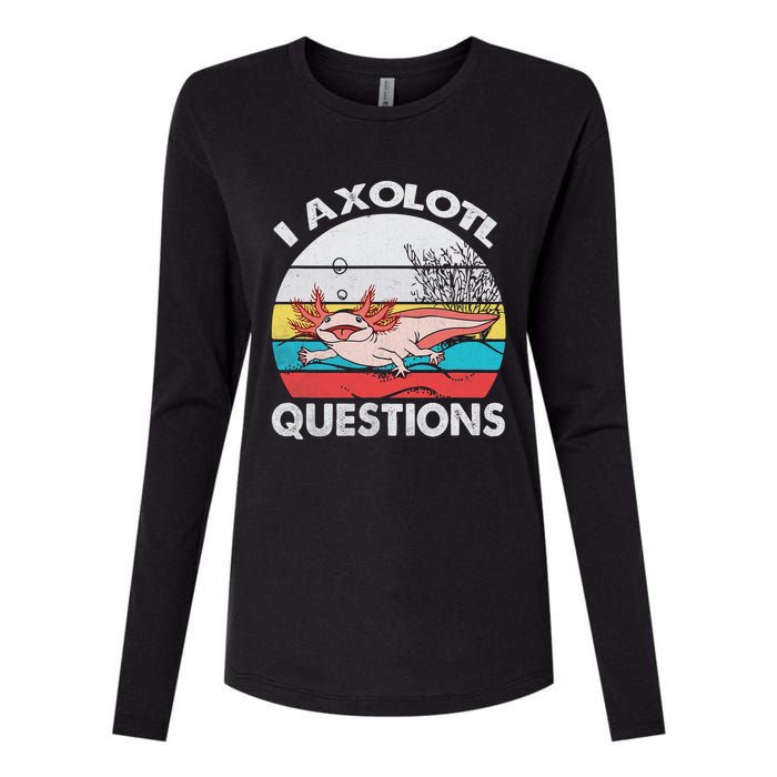 Funny Axolotl Questions Vintage Axolotl Gift Womens Cotton Relaxed Long Sleeve T-Shirt