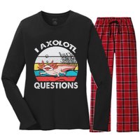 Funny Axolotl Questions Vintage Axolotl Gift Women's Long Sleeve Flannel Pajama Set 