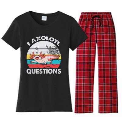 Funny Axolotl Questions Vintage Axolotl Gift Women's Flannel Pajama Set