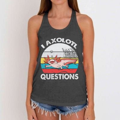 Funny Axolotl Questions Vintage Axolotl Gift Women's Knotted Racerback Tank