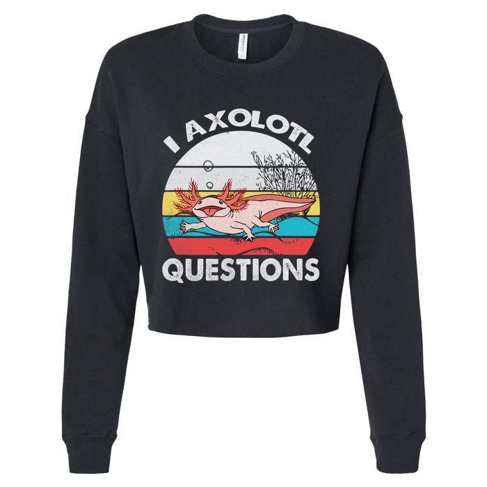 Funny Axolotl Questions Vintage Axolotl Gift Cropped Pullover Crew