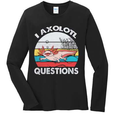 Funny Axolotl Questions Vintage Axolotl Gift Ladies Long Sleeve Shirt