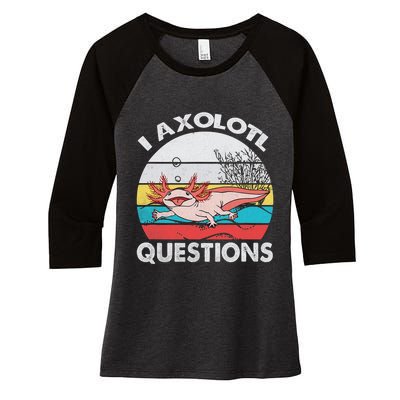 Funny Axolotl Questions Vintage Axolotl Gift Women's Tri-Blend 3/4-Sleeve Raglan Shirt