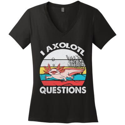 Funny Axolotl Questions Vintage Axolotl Gift Women's V-Neck T-Shirt