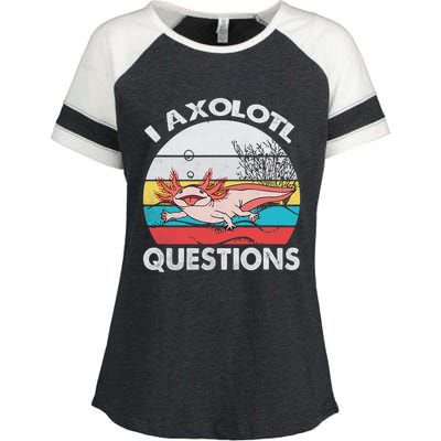 Funny Axolotl Questions Vintage Axolotl Gift Enza Ladies Jersey Colorblock Tee