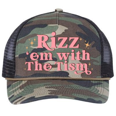 Funny Autism Quote Rizz Em With The Tism Great Gift Retro Rope Trucker Hat Cap