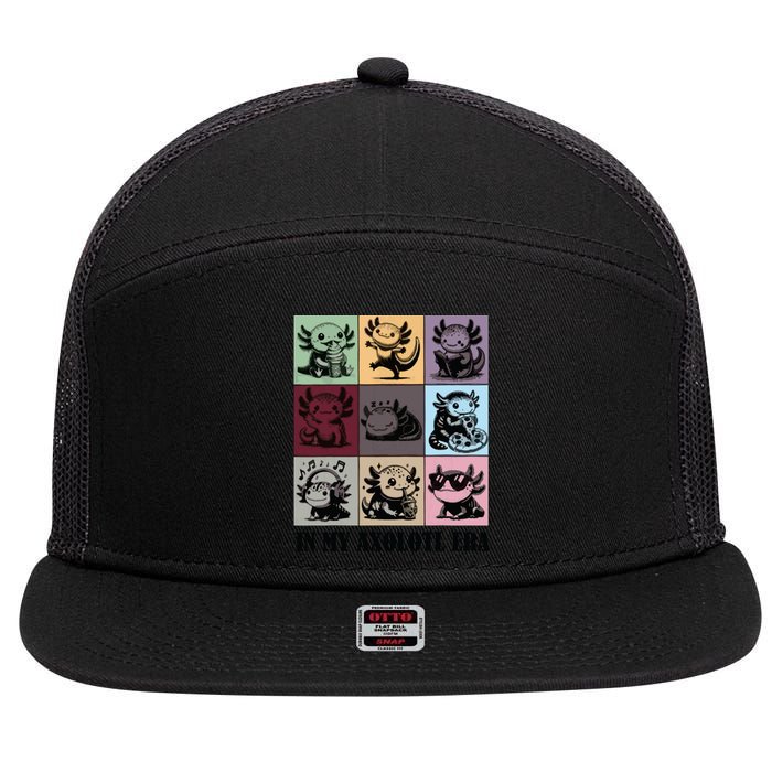 Funny Axolotl Quote In My Axolotl Era Graphic Cool Axolotl 7 Panel Mesh Trucker Snapback Hat