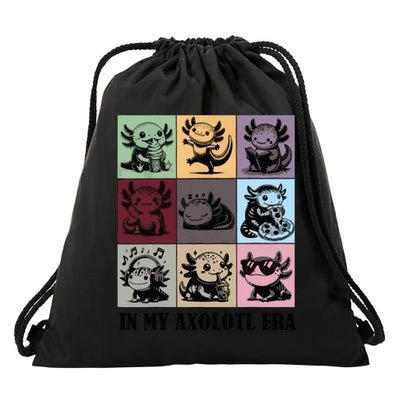 Funny Axolotl Quote In My Axolotl Era Graphic Cool Axolotl Drawstring Bag