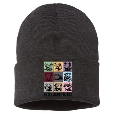 Funny Axolotl Quote In My Axolotl Era Graphic Cool Axolotl Sustainable Knit Beanie