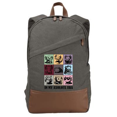 Funny Axolotl Quote In My Axolotl Era Graphic Cool Axolotl Cotton Canvas Backpack