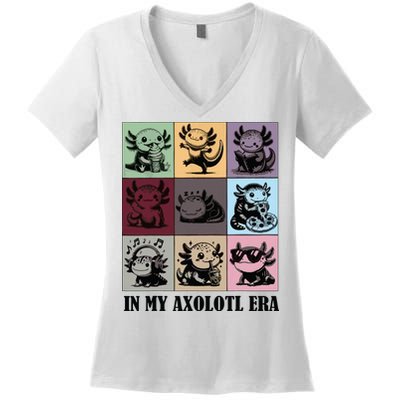 Funny Axolotl Quote In My Axolotl Era Graphic Cool Axolotl Women's V-Neck T-Shirt