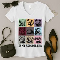 Funny Axolotl Quote In My Axolotl Era Graphic Cool Axolotl Women's V-Neck T-Shirt