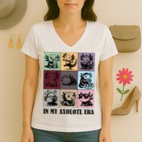 Funny Axolotl Quote In My Axolotl Era Graphic Cool Axolotl Women's V-Neck T-Shirt