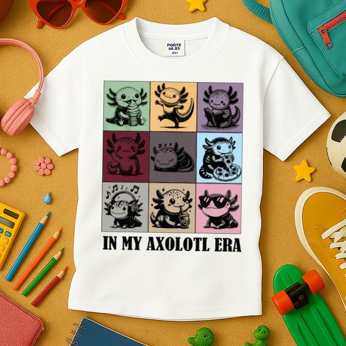 Funny Axolotl Quote In My Axolotl Era Graphic Cool Axolotl Kids T-Shirt