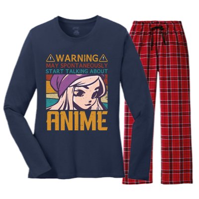 Funny Anime Quote Funny Sayings Anime Girl Quotes Retro Quote Women's Long Sleeve Flannel Pajama Set 