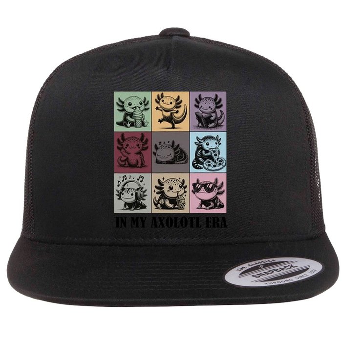 Funny Axolotl Quote In My Axolotl Era Graphic Cool Axolotl Flat Bill Trucker Hat