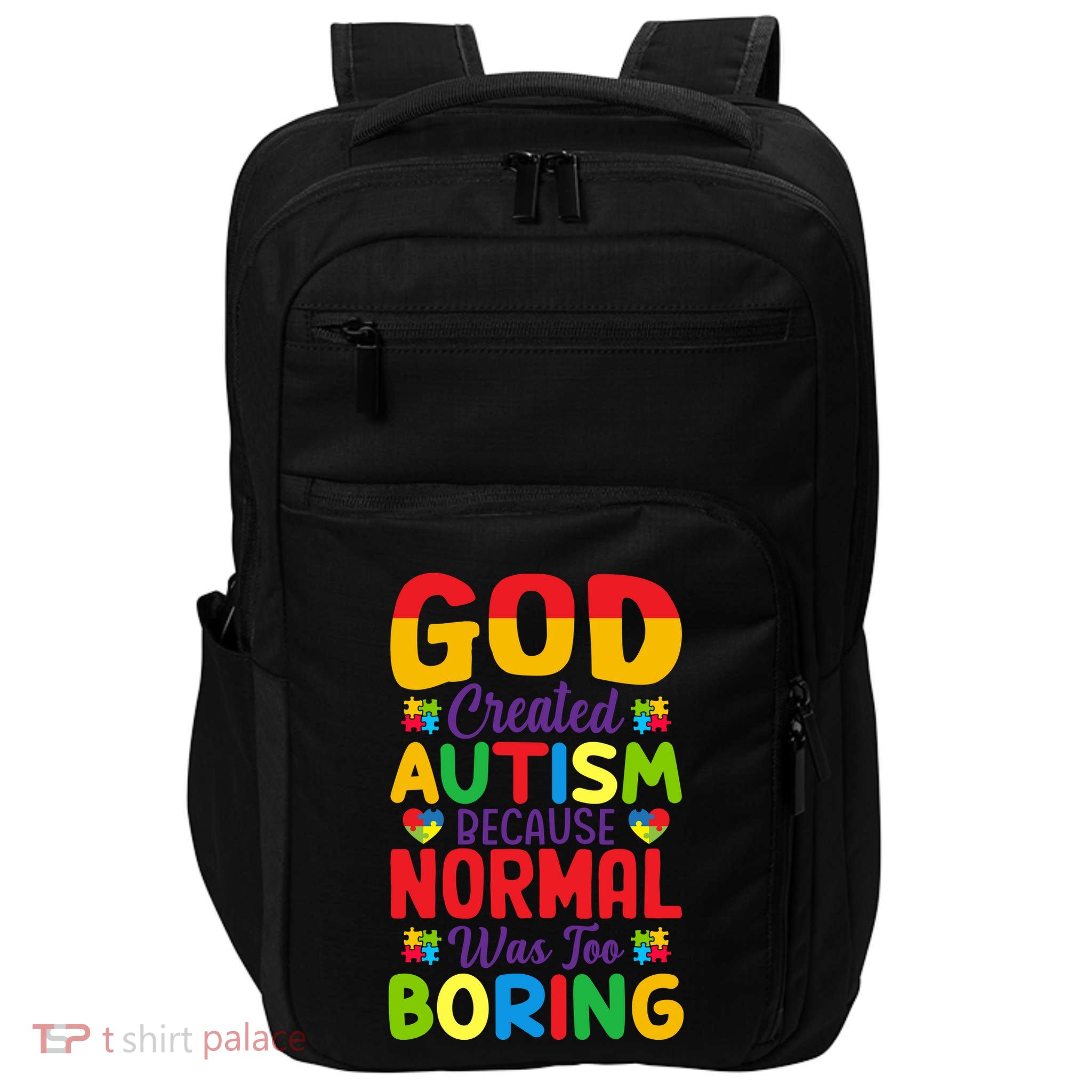 Funny Autism Quotes Motivational Autism Slogans Autism Awareness Puzzle Pieces Impact Tech Backpack