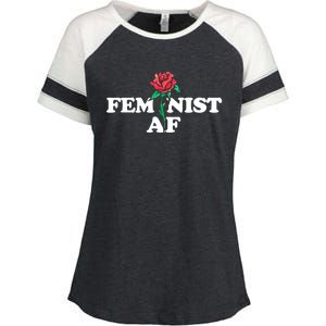 Feminist Af Red Rose Design Gift Enza Ladies Jersey Colorblock Tee