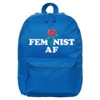 Feminist Af Red Rose Design Gift 16 in Basic Backpack