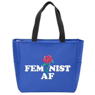 Feminist Af Red Rose Design Gift Zip Tote Bag