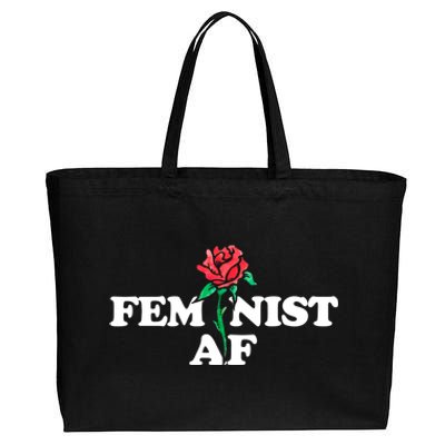 Feminist Af Red Rose Design Gift Cotton Canvas Jumbo Tote