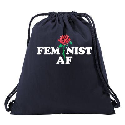 Feminist Af Red Rose Design Gift Drawstring Bag