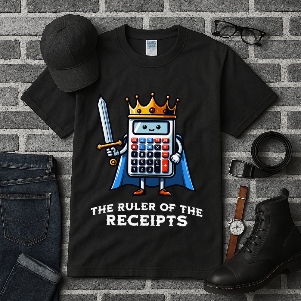 Funny Accountant Ruler Of The Receipts Taxes Bookkeeper Tall T-Shirt