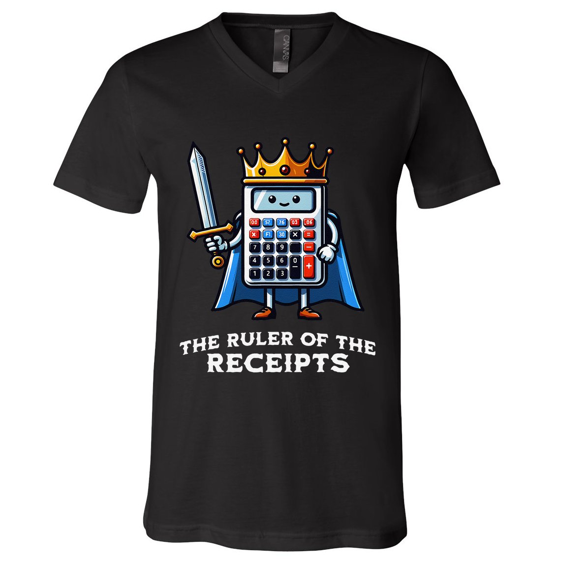 Funny Accountant Ruler Of The Receipts Taxes Bookkeeper V-Neck T-Shirt