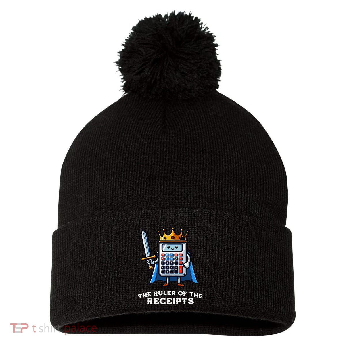 Funny Accountant Ruler Of The Receipts Taxes Bookkeeper Pom Pom 12in Knit Beanie